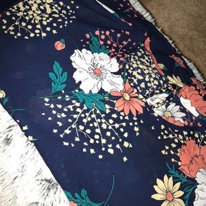 navy flowered blouses